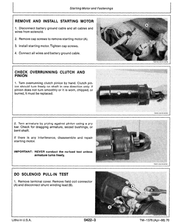 John Deere 70 Excavator Service Manual TM-1376