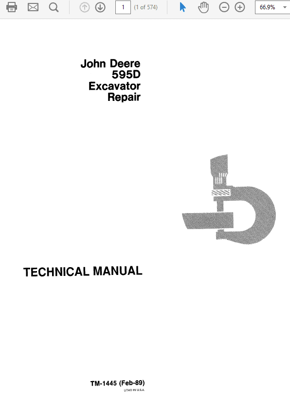 John Deere 595D Excavator Service Manual TM-1444 & TM-1445