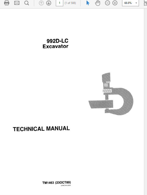 John Deere 992D-LC Excavator Service Manual TM-1462 & TM-1463