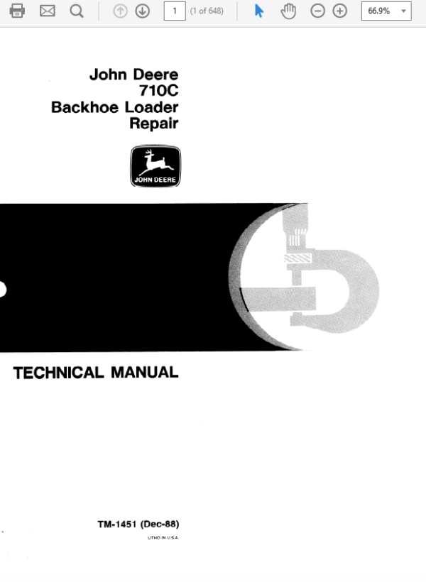 John Deere 710C Backhoe Loader Manual TM-1450 & TM-1451