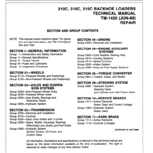 John Deere 210C, 310C, 315C Backhoe Loader Service Manual