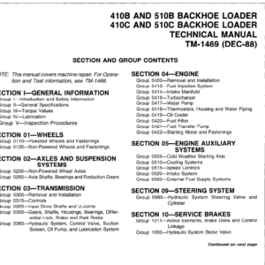 John Deere 410B, 410C, 510B, 510C Backhoe Loader Service Manual