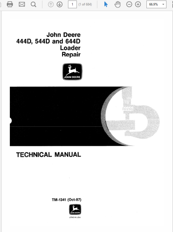 John Deere 444D, 544D and 644D Loader Service Manual TM-1341