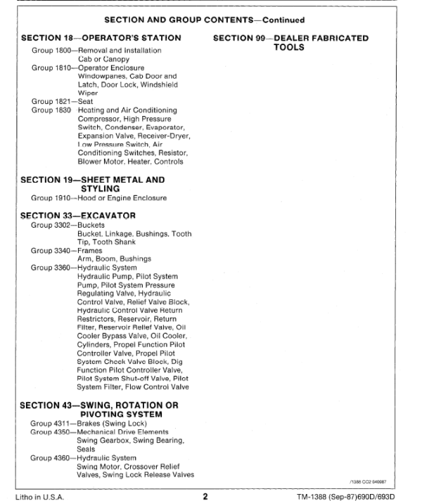 John Deere 690D, 693D Excavator Service Manual TM-1387