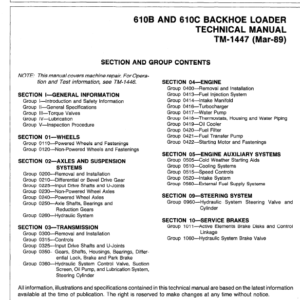 John Deere 610B, 610C Backhoe Loaders TM-1446 & TM-1447