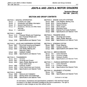 John Deere 670A, 672A Motor Grader Service Manual TM-1188