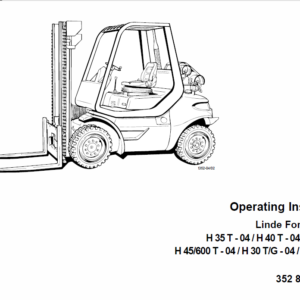 Linde Forklift Truck 352 Series H35, H40, H45 Repair Service Training Manual