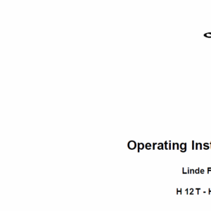 Linde Type 350 LPG Forklift Truck: H12, H16, H18, H20  Service Manual