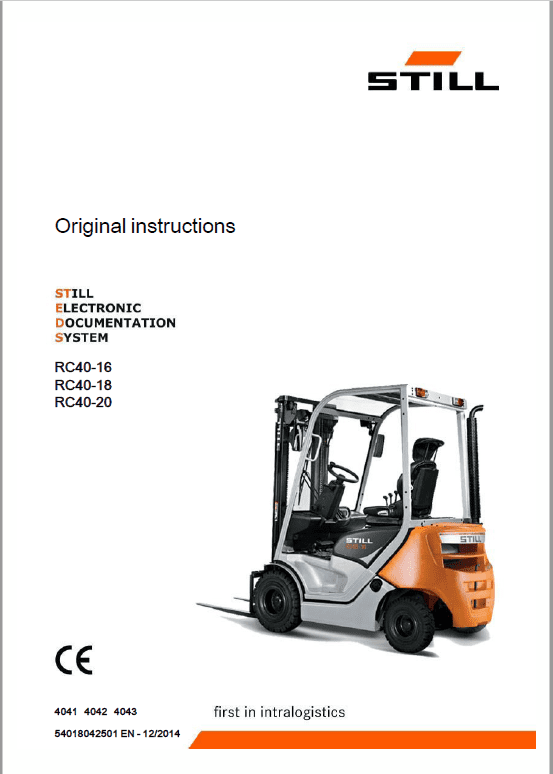 Still Diesel LPG Forklift Trucks RC40: RC40-16, RC40-18, RC40-20 Workshop Manual