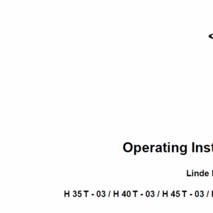 Linde Forklift Truck 352 Series H35, H40, H45 Repair Service Training Manual