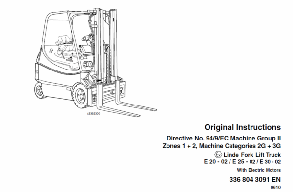 Linde Series 336 Electric Forklift Truck: E20, E25, E30 Workshop Service Manual