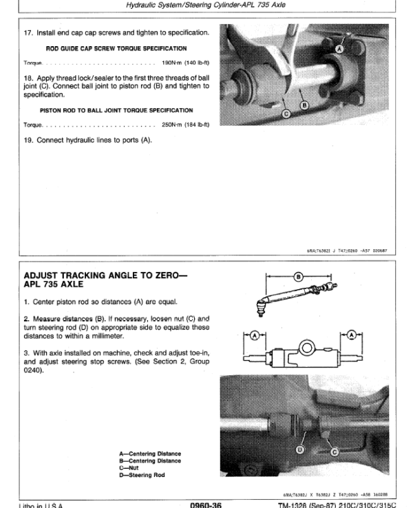 John Deere 210C, 310C, 315C Backhoe Loader Service Manual