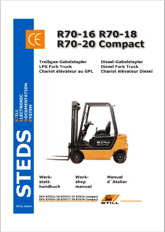 Still Electric Fork Truck R70: R70-16 R70-18 R70-20 Repair Circuit Workshop Operating Manual