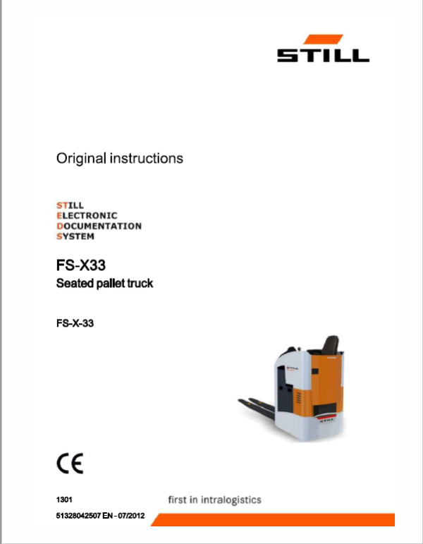 Still FS-X33,FU-X20,FV-X12, FVX16 Sit on Pallet Truck Workshop Repair Manual