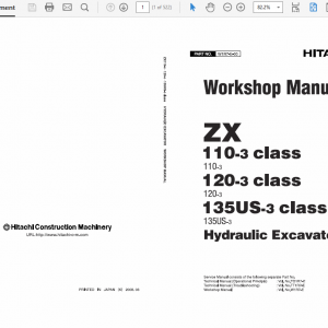 Hitachi Zx110-3, Zx120-3, Zx135us-3 Excavator Service Manual