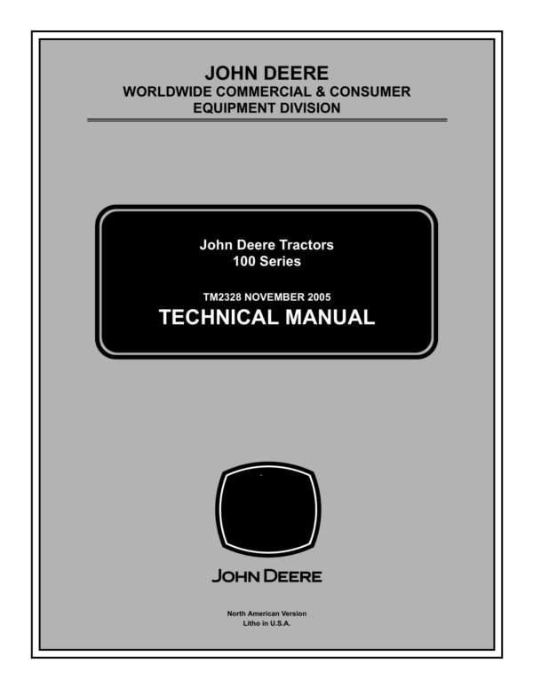John Deere 100 Series Type 102, 115, 125, 135, 145, 155C, 190C Lawn Tractor Manual (TM2328)