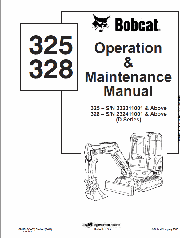 Bobcat 325 and 328 Compact Excavator Service Manual