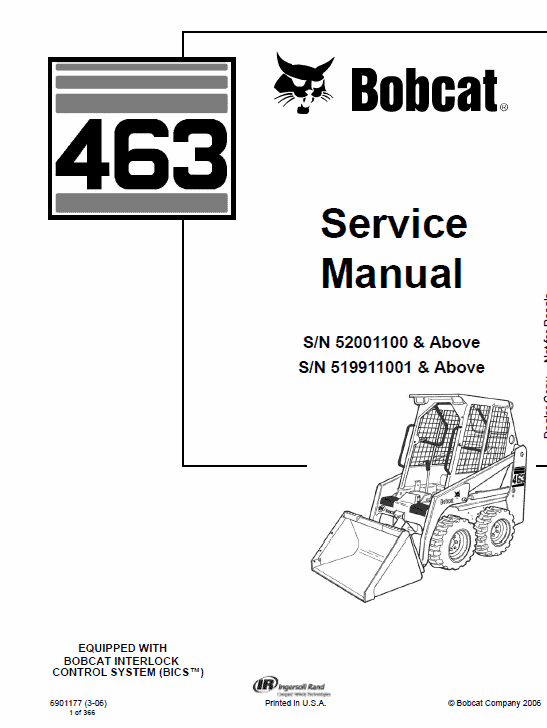 Bobcat 463 Skid-Steer Loader Service Manual