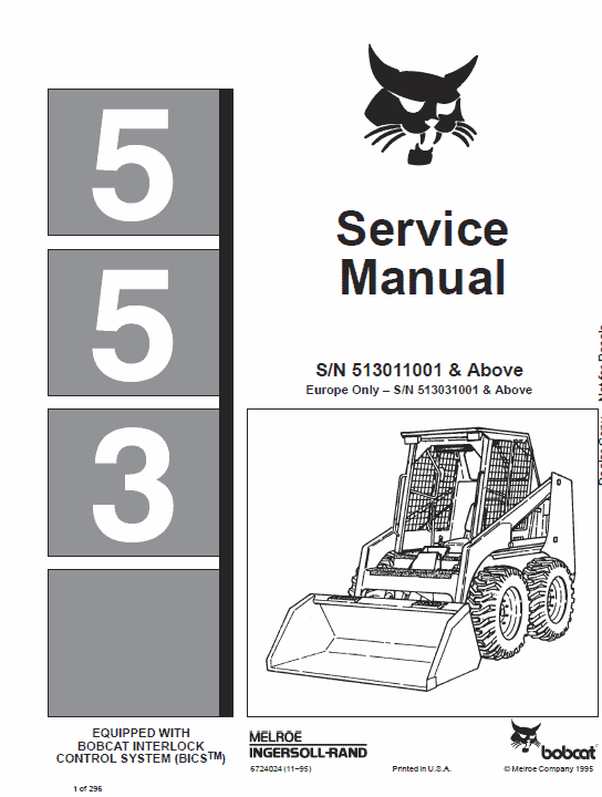 Bobcat 553 Skid-Steer Loader Service Manual