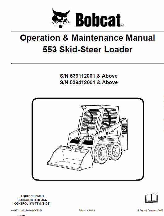 Bobcat 553 Skid-Steer Loader Service Manual