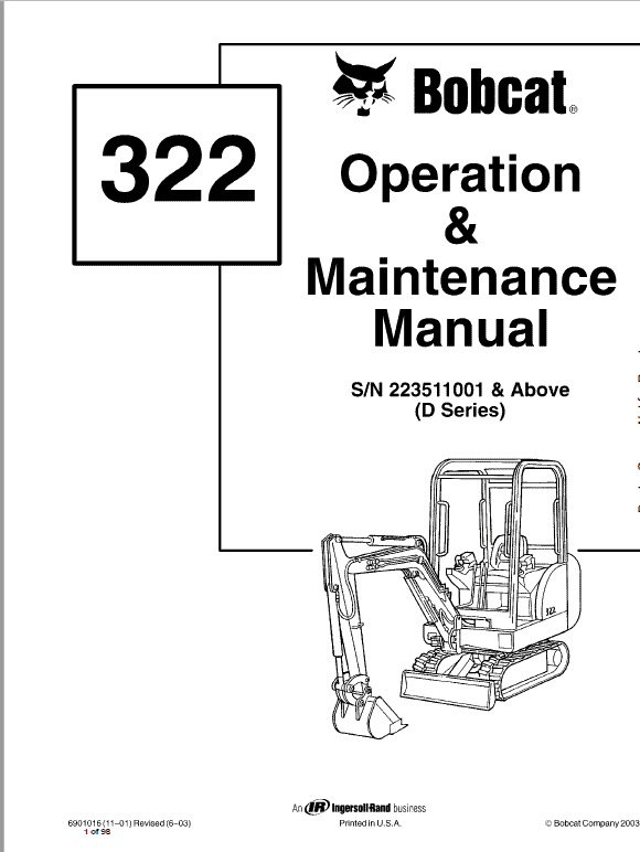 Bobcat 320, 320L and 322 Excavator Service Manual