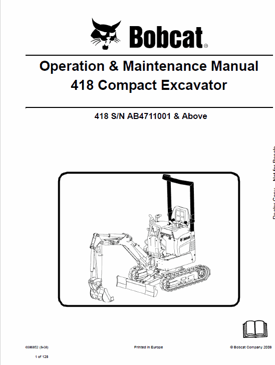 Bobcat 418 Compact Excavator Service Manual