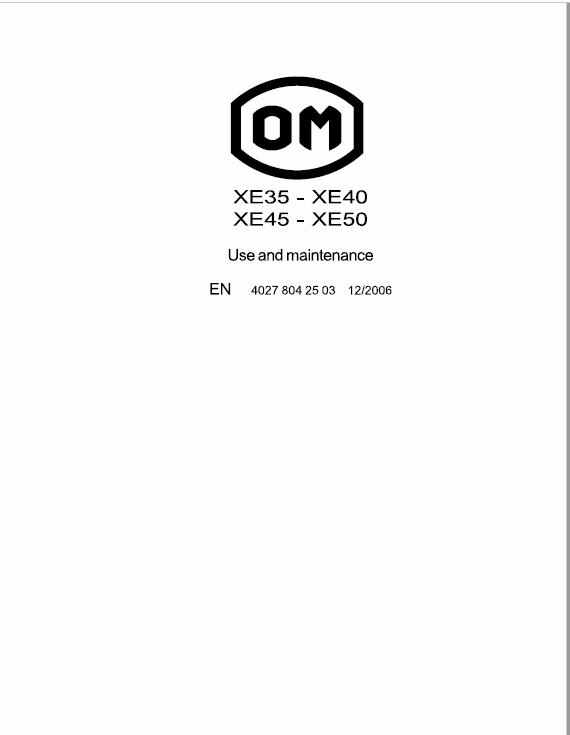 OM Pimespo XE35, XE40, XE45, XE50 Forklift Workshop Manual