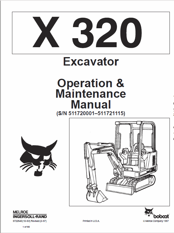 Bobcat X320, and X322 Excavator Service Manual