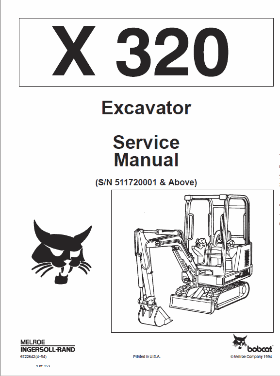 Bobcat X320, and X322 Excavator Service Manual