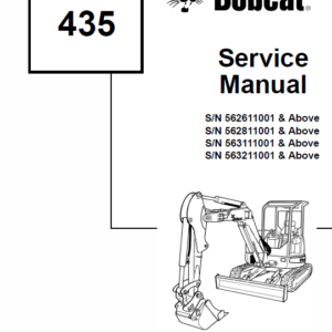 Bobcat 435 Compact Excavator Repair Service Manual