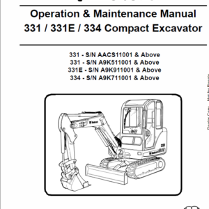 Bobcat 331, 331E and 334 Excavator Service Manual