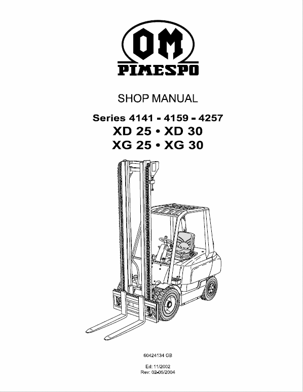 OM Pimespo XD25 and XD30 Forklift Workshop Manual