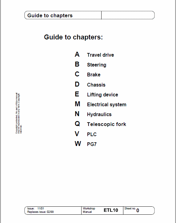 OM Pimespo ETL10 Forklift Workshop Manual