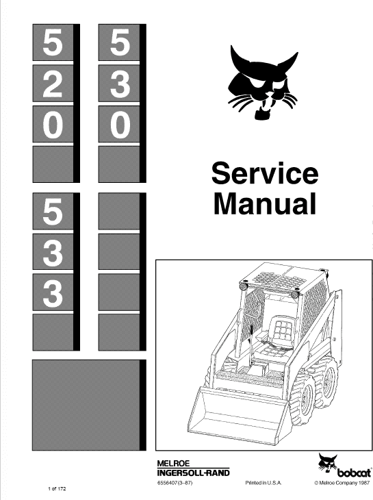 Bobcat 520, 530 and 533 Skid-Steer Loader Service Manual