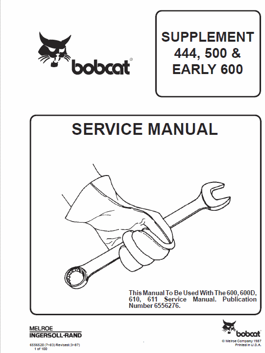 Bobcat 600, 600D, 610 and 611 Skid-Steer Loader Service Manual