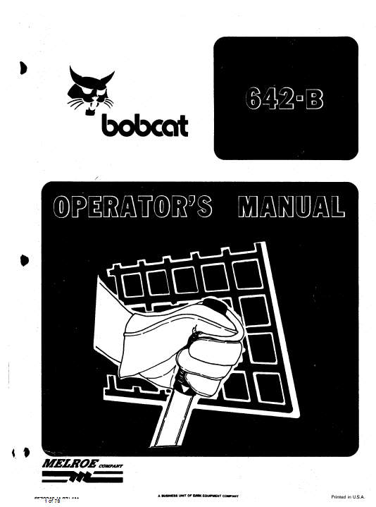 Bobcat 642B Skid-Steer Loader Service Manual