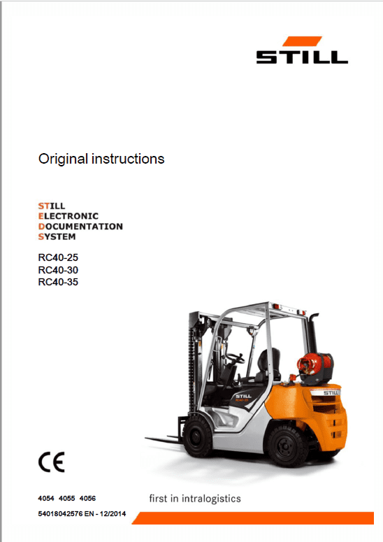 Still Diesel LPG Forklift Trucks RC40: RC40-25, RC40-30, RC40-35 Workshop Manual