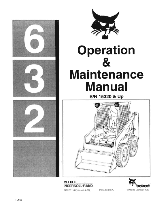 Bobcat 630, 631 and 632 Skid-Steer Loader Service Manual