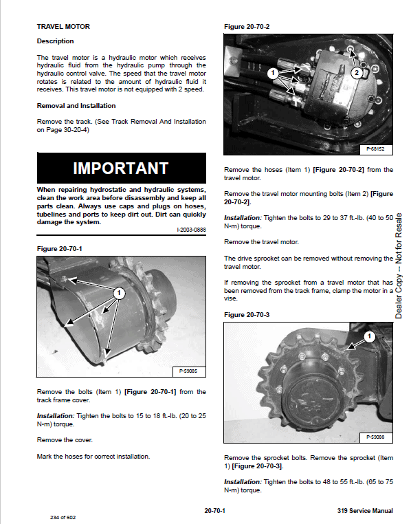 Bobcat 319 Compact Excavator Service Manual