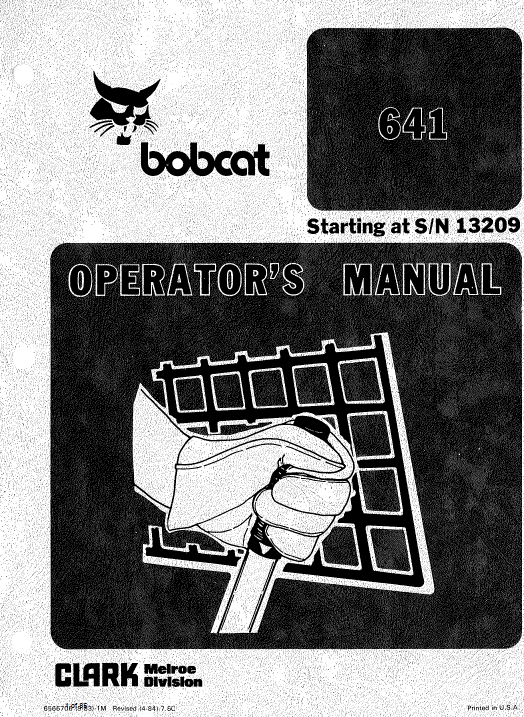 Bobcat 641, 642 and 643 Skid-Steer Loader Service Manual