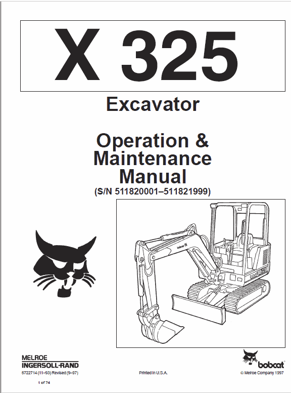 Bobcat X325 and X328 Excavator Service Manual