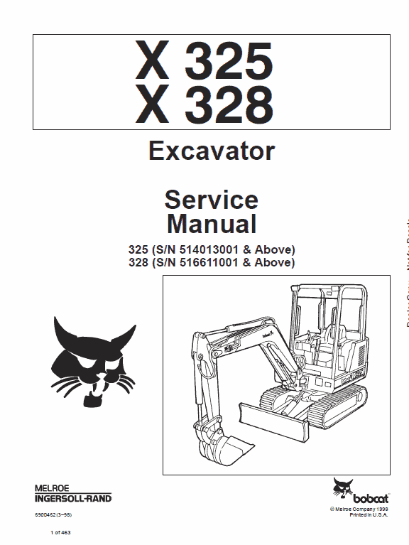 Bobcat X325 and X328 Excavator Service Manual