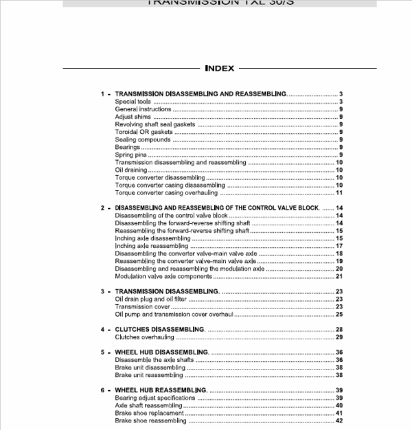 Om Pimespo Transmission TXL 30/S Workshop Manual