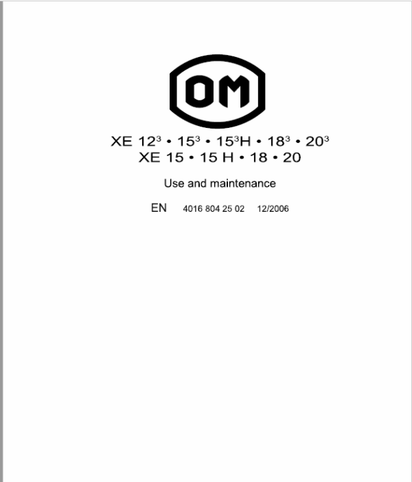 OM Pimespo XE12, XE15 and XE18 Series 4016 , 4017 Forklift Workshop Repair Manual