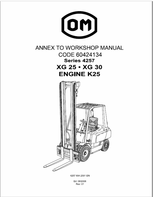 OM Pimespo XG25 and XG30 Forklift Repair Workshop Manual