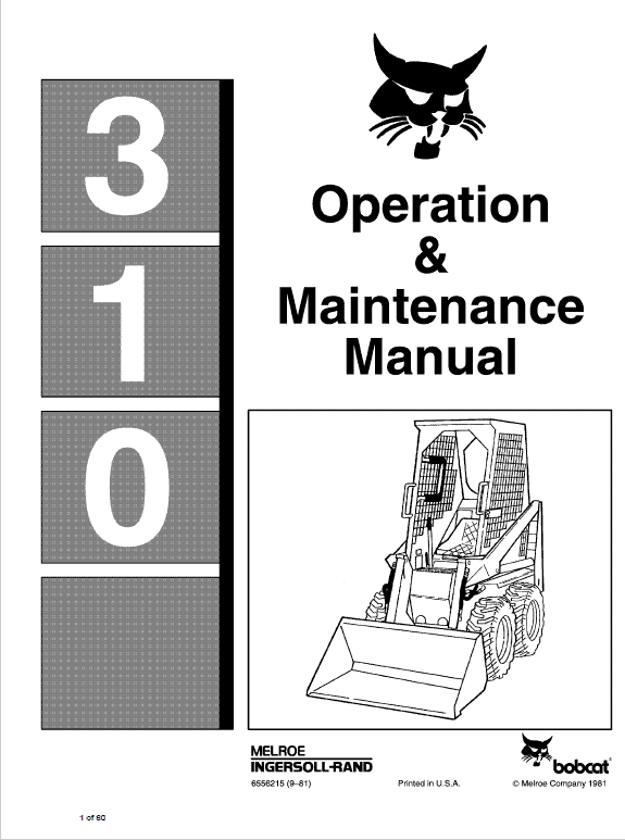 Bobcat 310 and 313 Skidsteer Loader Service Manual