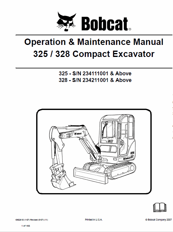 Bobcat 325 and 328 Compact Excavator Service Manual