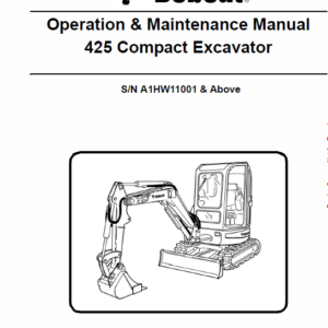 Bobcat 425 and 428 Compact Excavator Service Manual