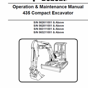 Bobcat 435 Compact Excavator Repair Service Manual