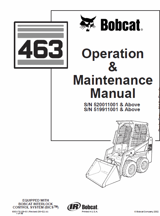 Bobcat 463 Skid-Steer Loader Service Manual